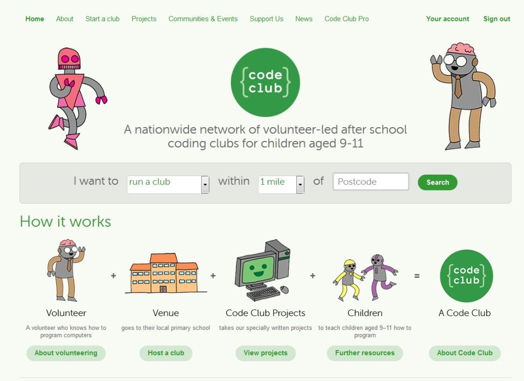 The Code Club website screenshot